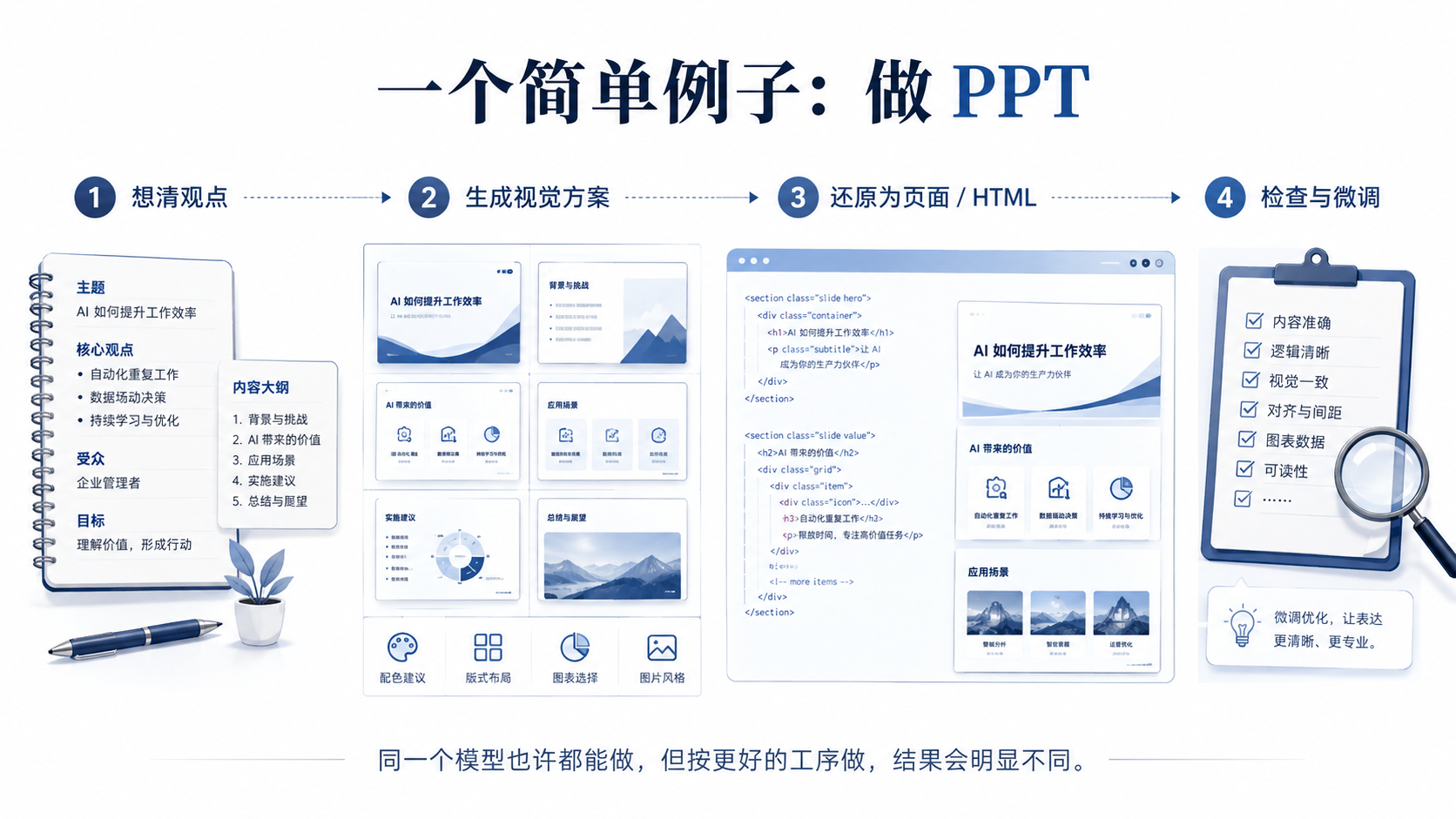 同一个模型，按不同工序做 PPT